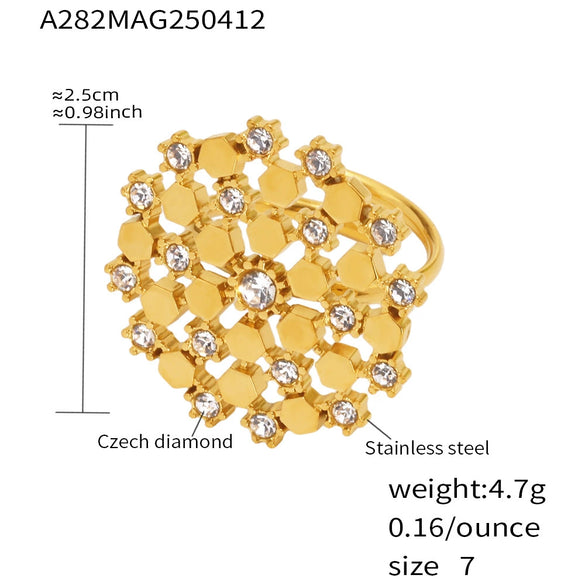 316L Stainless Steel Snowflake Czech Rhinestone Jewelry Set With 18K Real Gold Electroplating For Women