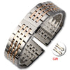 Stainless Steel Solid Seven Bead Watch Strap Replacement Bracelet With Curved End Locking Clasp Natural Style