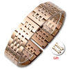 Stainless Steel Solid Seven Bead Watch Strap Replacement Bracelet With Curved End Locking Clasp Natural Style