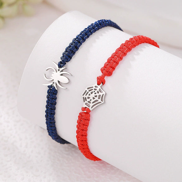 Stainless Steel Spider Animal Zodiac Braided Friendship Couple Bracelet Polish Fashion Style