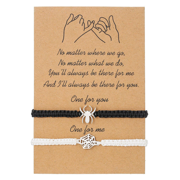 Stainless Steel Spider Animal Zodiac Braided Friendship Couple Bracelet Polish Fashion Style