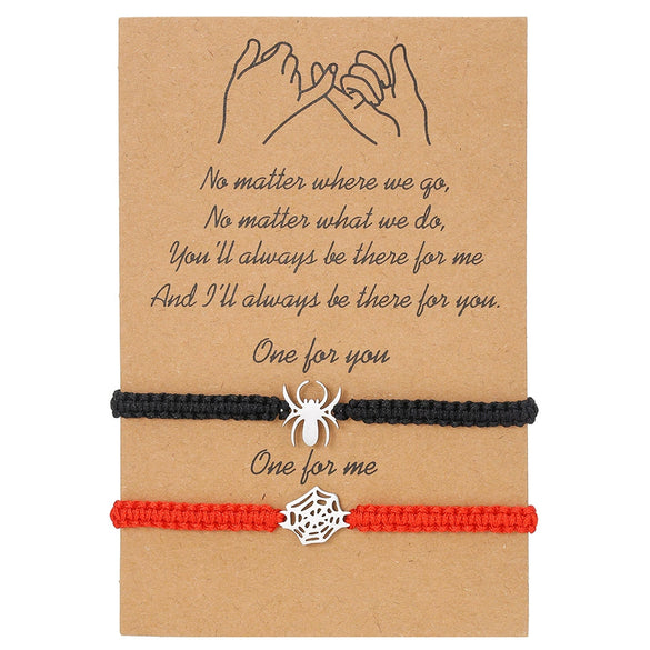 Stainless Steel Spider Animal Zodiac Braided Friendship Couple Bracelet Polish Fashion Style