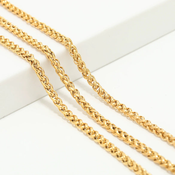Stainless Steel Spiral Hip Hop Jewelry Accessories Chain Necklace Bracelet Foot Chain With Electroplating