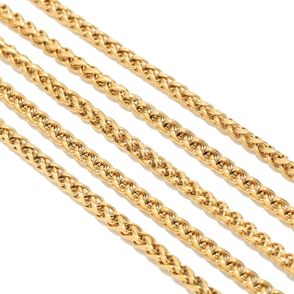 Stainless Steel Spiral Hip Hop Jewelry Accessories Chain Necklace Bracelet Foot Chain With Electroplating