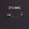 Stainless Steel Split Double Ear Hole Screw Ball Earring With Chain Simple Style