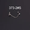 Stainless Steel Split Double Ear Hole Screw Ball Earring With Chain Simple Style