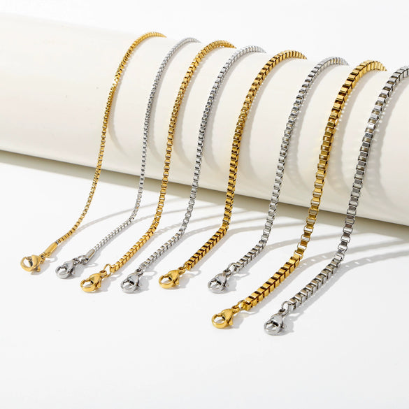 Stainless Steel Square Box Chain 18K Bracelet Electroplated Geometric Style For Men And Women