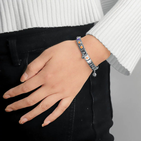 Stainless Steel Square Dot Enamel Elastic Diy Bracelet With Electroplating Fashion Geometric Style