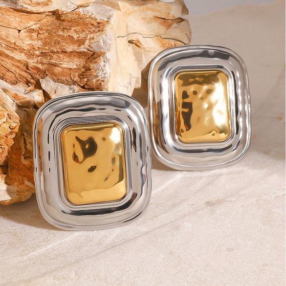 Stainless Steel Square Geometric Electroplated Women's Earrings