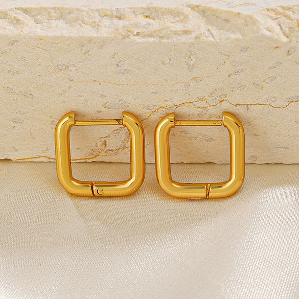 Stainless Steel Square Geometric Electroplated Women's Earrings