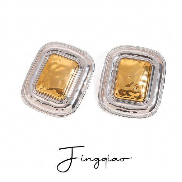 Stainless Steel Square Geometric Electroplated Women's Earrings
