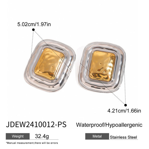Stainless Steel Square Geometric Electroplated Women's Earrings