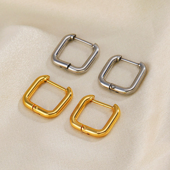 Stainless Steel Square Geometric Electroplated Women's Earrings