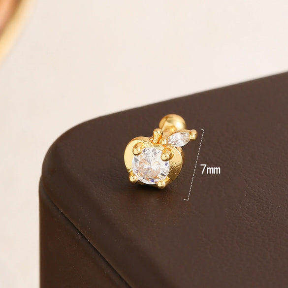 Stainless Steel Square Geometric Heart Shape Flower Electroplated Women's Earrings For Cartilage Piercing