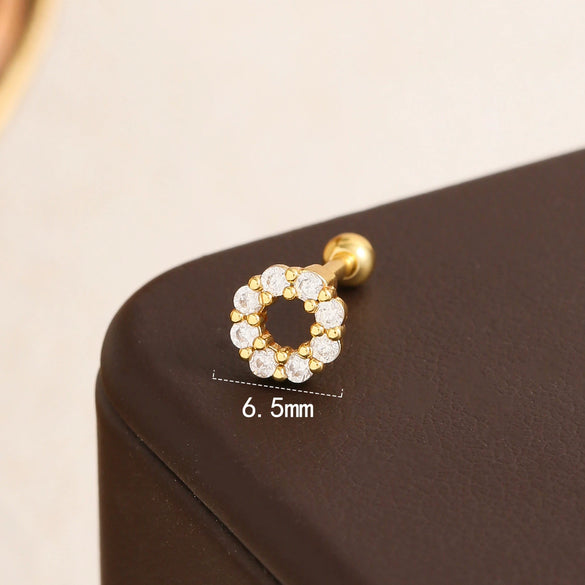 Stainless Steel Square Geometric Heart Shape Flower Electroplated Women's Earrings For Cartilage Piercing