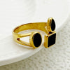 Stainless Steel Square Geometric Multishape French Retro Electroplated Ring