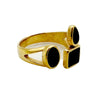 Stainless Steel Square Geometric Multishape French Retro Electroplated Ring