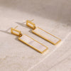 Stainless Steel Square Geometric Pendant Earrings With 18K Gold Electroplating Quiet Design Sense Fashion Versatile Do Not Fade