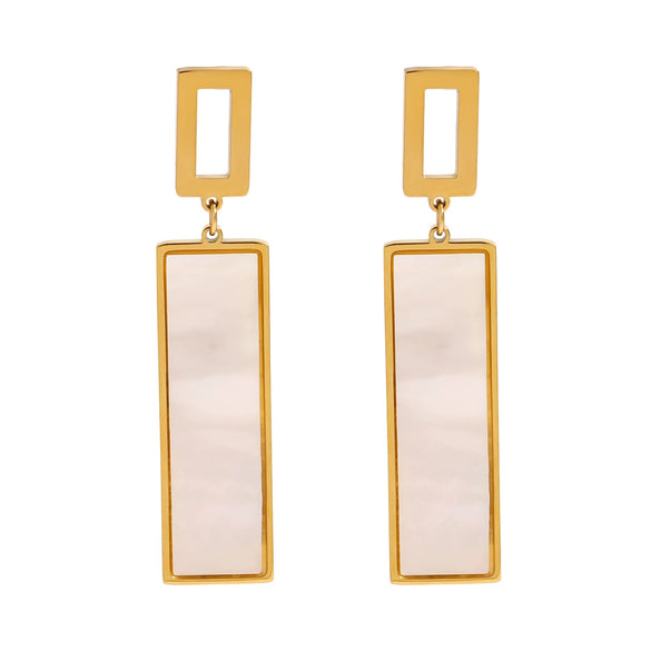 Stainless Steel Square Geometric Pendant Earrings With 18K Gold Electroplating Quiet Design Sense Fashion Versatile Do Not Fade