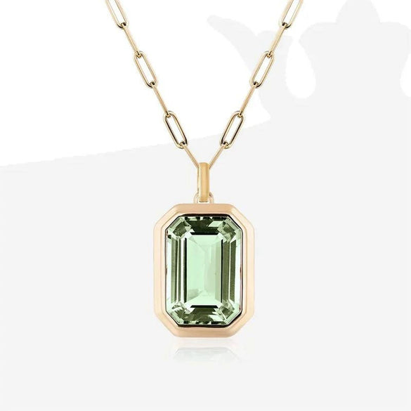 Stainless Steel Square Heart Zircon Pendant Paper Clip Chain For Women Geometric Style With Color Retention Electroplating And Diamond Treatment