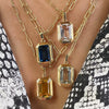 Stainless Steel Square Heart Zircon Pendant Paper Clip Chain For Women Geometric Style With Color Retention Electroplating And Diamond Treatment