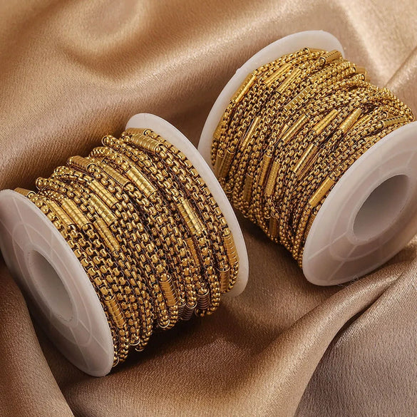 Stainless Steel Square Hiphop Style Totem Pattern Electroplated Diy Jewelry Chain Making Supplies For Necklace And Bracelet