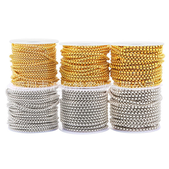 Stainless Steel Square Pearl Box Chain Electroplated Jewelry Chain For Necklace And Bracelet