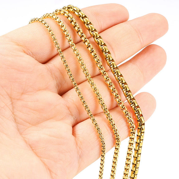 Stainless Steel Square Pearl Box Chain Electroplated Jewelry Chain For Necklace And Bracelet