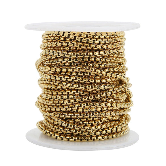 Stainless Steel Square Pearl Chain Electroplated Men's Jewelry Necklace Accessories