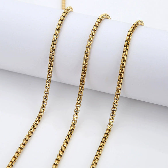 Stainless Steel Square Pearl Chain Electroplated Men's Jewelry Necklace Accessories