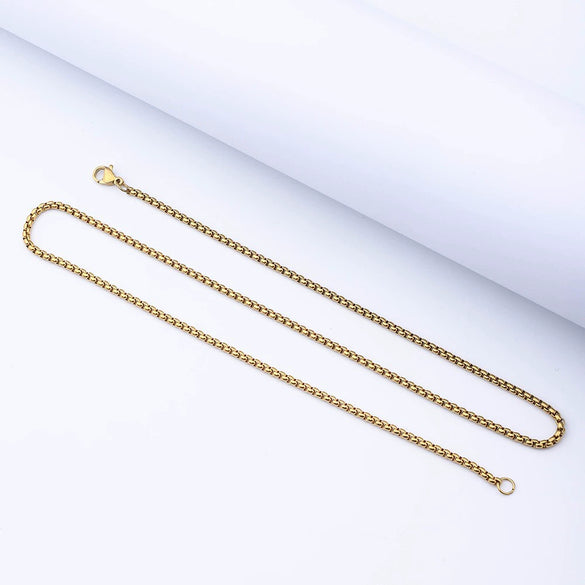Stainless Steel Square Pearl Chain Necklace Hip Hop Jewelry Electroplated Geometry Style