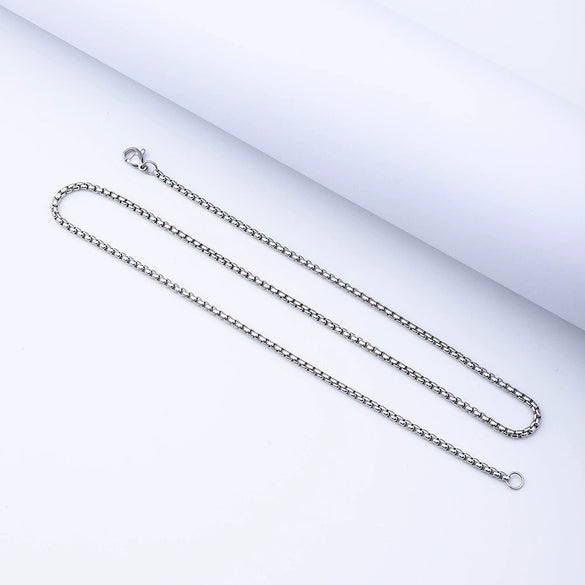 Stainless Steel Square Pearl Chain Necklace Hip Hop Jewelry Electroplated Geometry Style
