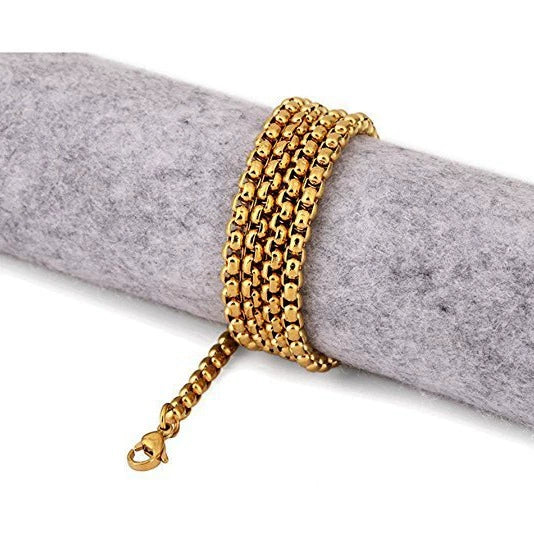 Stainless Steel Square Pearl Keel Chain Necklace Electroplated Gold Black Unisex Jewelry