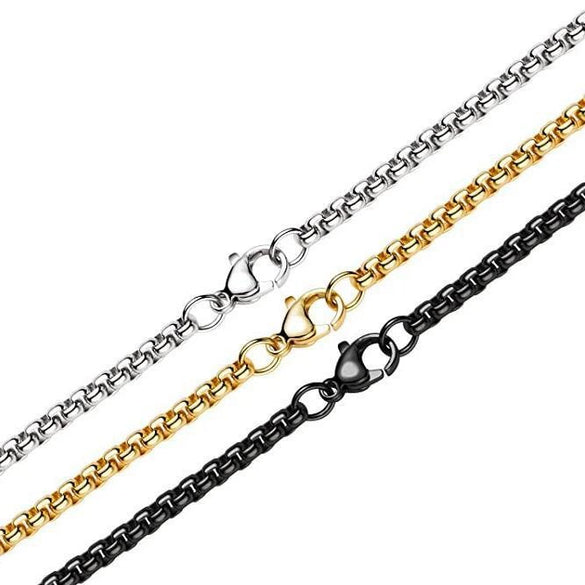 Stainless Steel Square Pearl Keel Chain Necklace Electroplated Gold Black Unisex Jewelry