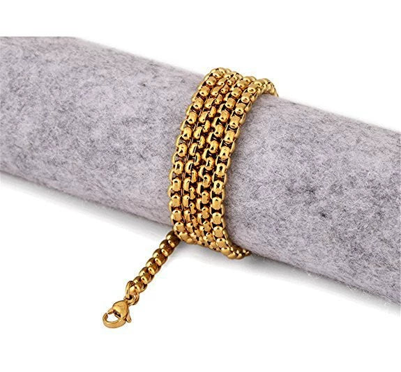 Stainless Steel Square Pearl Keel Chain Necklace Electroplated Gold Black Unisex Jewelry