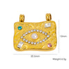 Stainless Steel Square Pendant Jewelry Accessories With Natural Stone Beads And Diamond Set Electroplating Process Devil's Eye Style