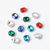 Stainless Steel Square Pendant Necklace And Diy Earrings Accessories With Sapphire Blue Glass Crystal Electroplating