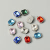 Stainless Steel Square Pendant Necklace And Diy Earrings Accessories With Sapphire Blue Glass Crystal Electroplating
