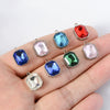 Stainless Steel Square Pendant Necklace And Diy Earrings Accessories With Sapphire Blue Glass Crystal Electroplating