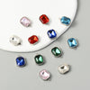 Stainless Steel Square Pendant Necklace And Diy Earrings Accessories With Sapphire Blue Glass Crystal Electroplating