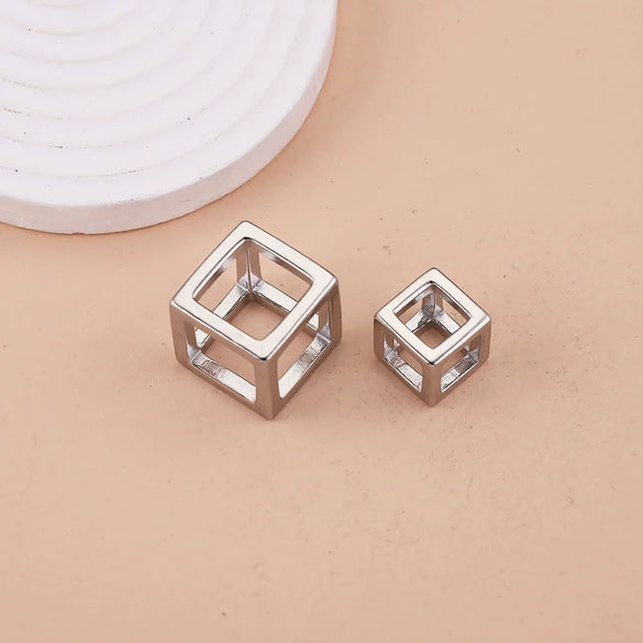 Stainless Steel Square Rubik's Cube Pendant Necklace Electroplated Jewelry Accessories