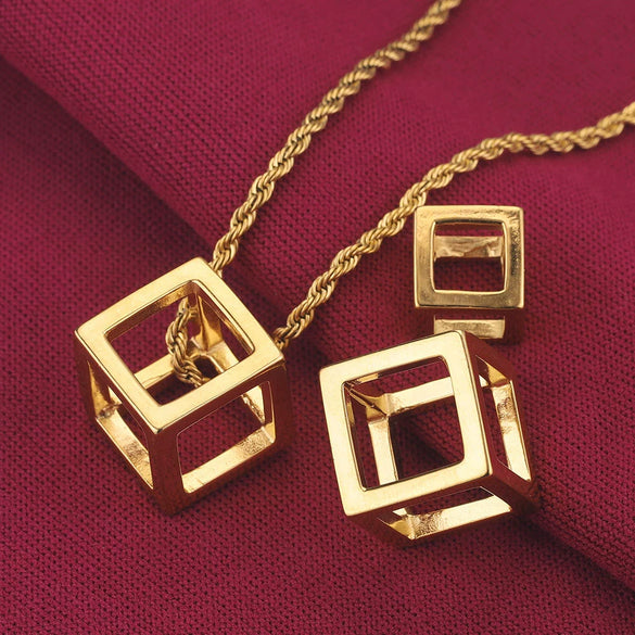 Stainless Steel Square Rubik's Cube Pendant Necklace Electroplated Jewelry Accessories