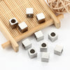 Stainless Steel Square Through Hole Beads Hiphop Geometric Electroplated Jewelry Accessories