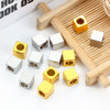 Stainless Steel Square Through Hole Beads Hiphop Geometric Electroplated Jewelry Accessories