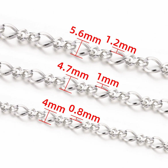 Stainless Steel Square Twisted 8 Word Twist Chain Personality Punk Necklace Bracelet Brightening Electrolysis