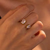 Stainless Steel Square Water Drop Zircon Open Nonfading Ring Jewelry For Women With Electroplating