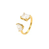 Stainless Steel Square Water Drop Zircon Open Nonfading Ring Jewelry For Women With Electroplating