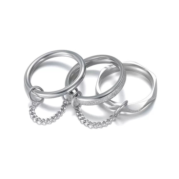 Stainless Steel Stacking Men's Rings Ins Punk Style Geometric Electroplated