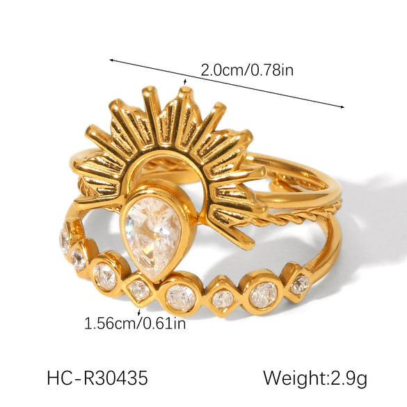 Stainless Steel Stacking Rings Ins Style Geometric Heart Shape Electroplating Women's Hand Accessories