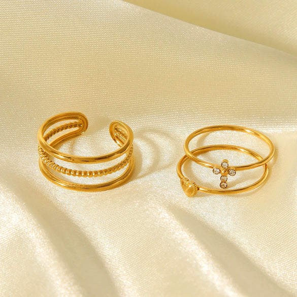 Stainless Steel Stacking Rings Ins Style Geometric Heart Shape Electroplating Women's Hand Accessories